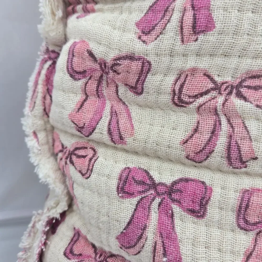 Style Happy Pink Ribbon Coquette Balletcore Pillow 20x20